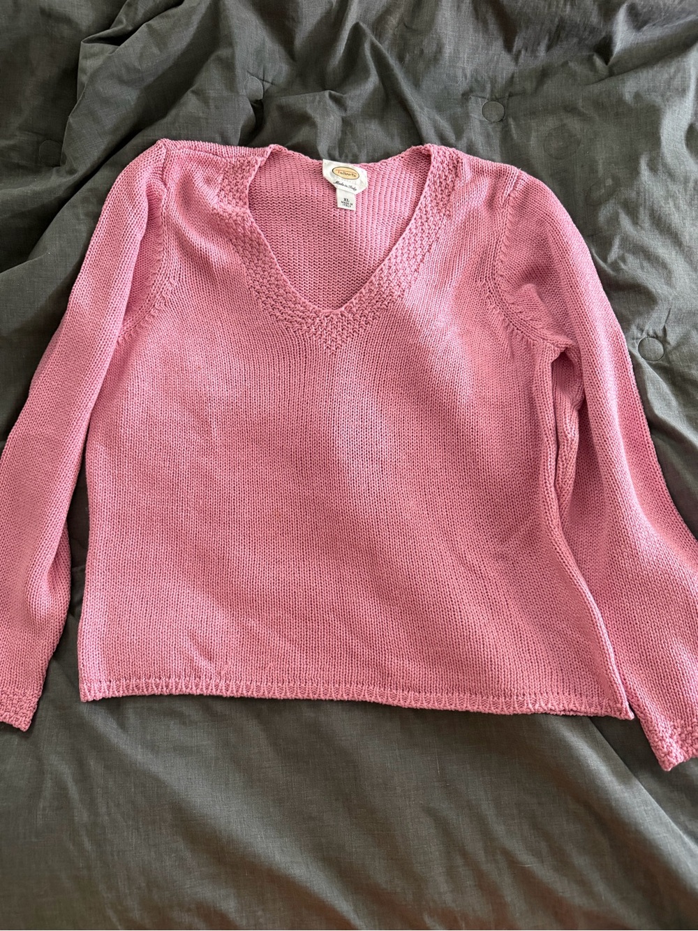 Made in Italy Talbots Pink V-Neck Lightweight Knit Sweater